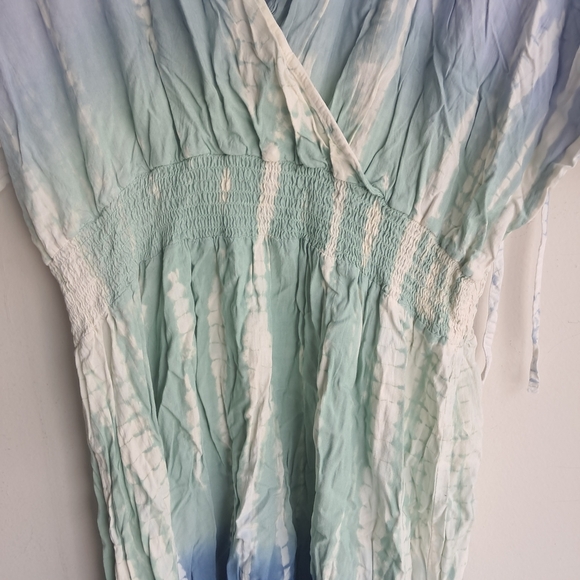 Simply Southern Elegant Blue and Green Tie-Dye Dress XL - Picture 7 of 8